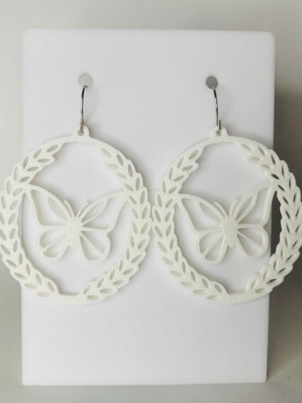 White Butterfly Hoop Earrings - Women Accessories